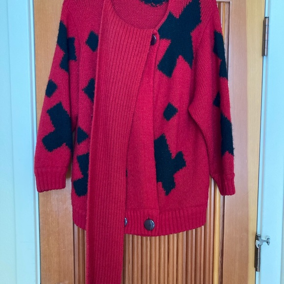 Vtg PGE Mohair Wool Blend Red Cardigan Sweater M - Picture 4 of 7